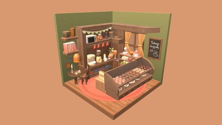 Personal Portfolio 2: Isometric Room Café 3D Model