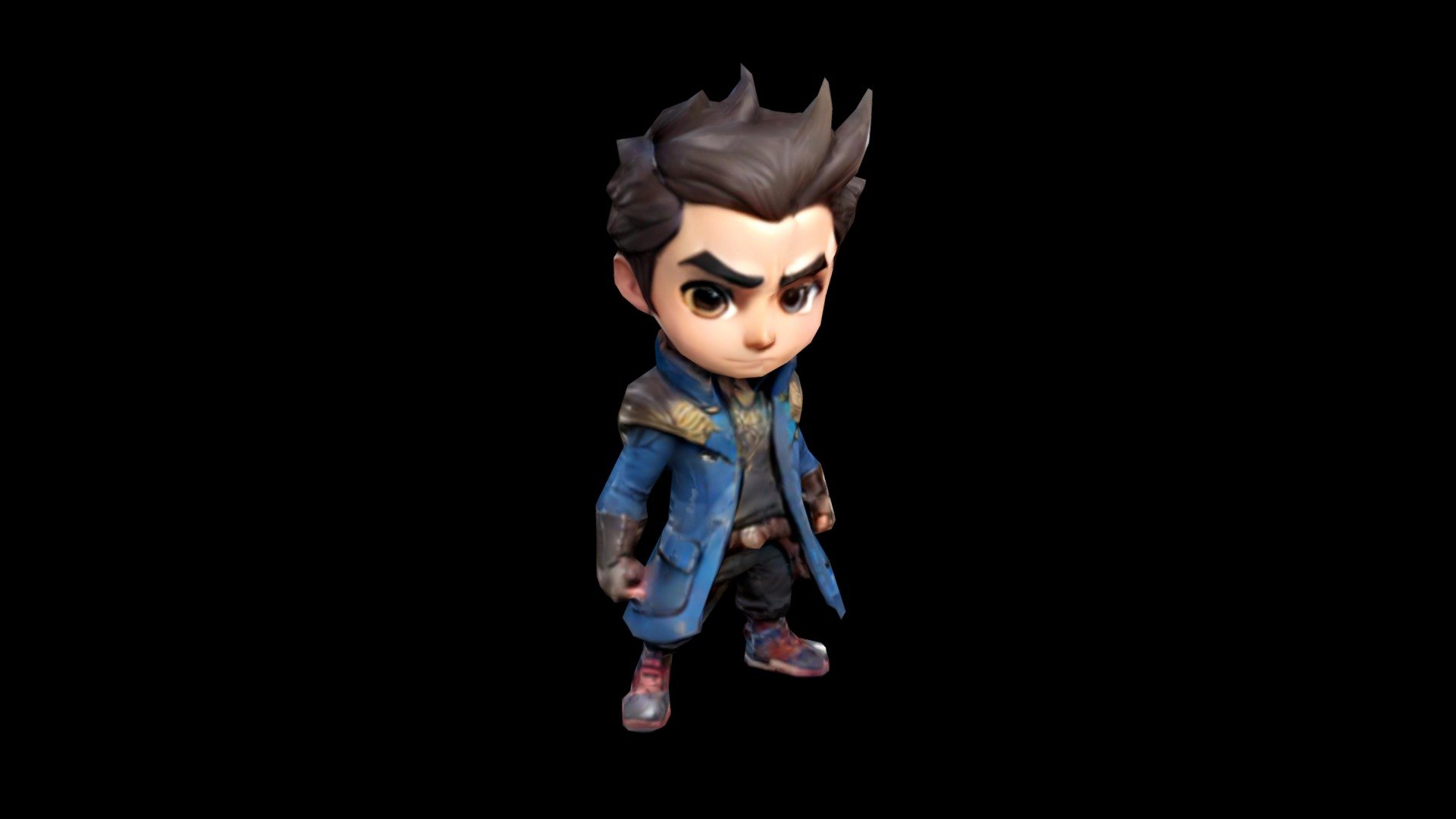 3D animated character with spiky hair and blue c - Download Free 3D ...