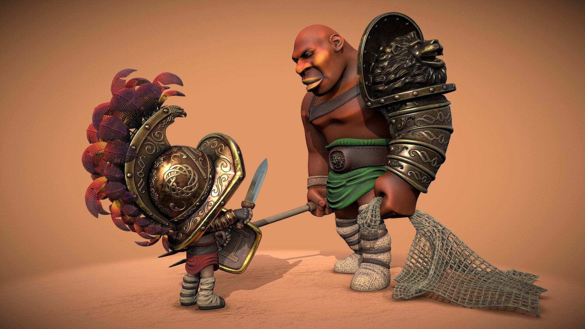 Little Murmillo VS Mighty Retiarius - 3D Model By GiobiancoFB [ab5a64e ...