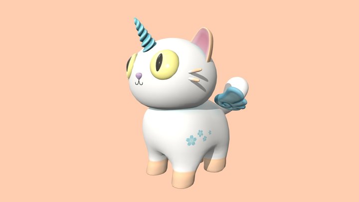 Cute cat unicorn (stylized) 3D Model