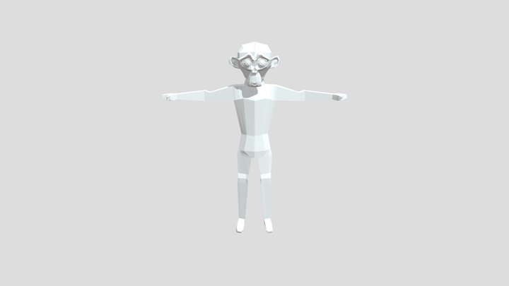 Low Poly Monkey-man (First Try At Blender) 3D Model