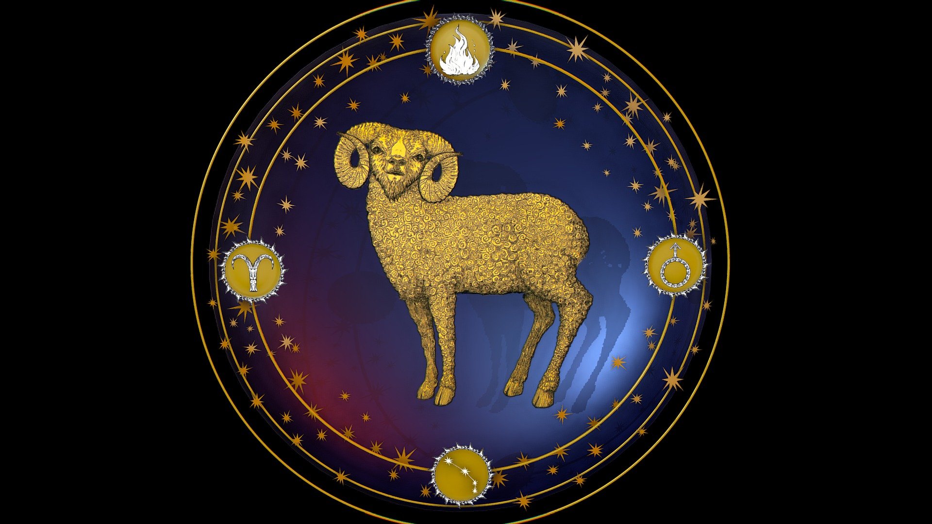 Cartoon Parallax Constellation Zodiac Sign Aries - Buy Royalty Free 3D ...