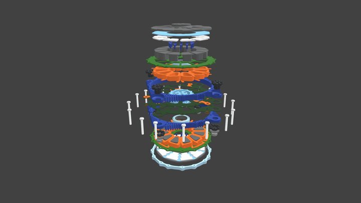 Axial Flux Motor Exploded View 3D Model