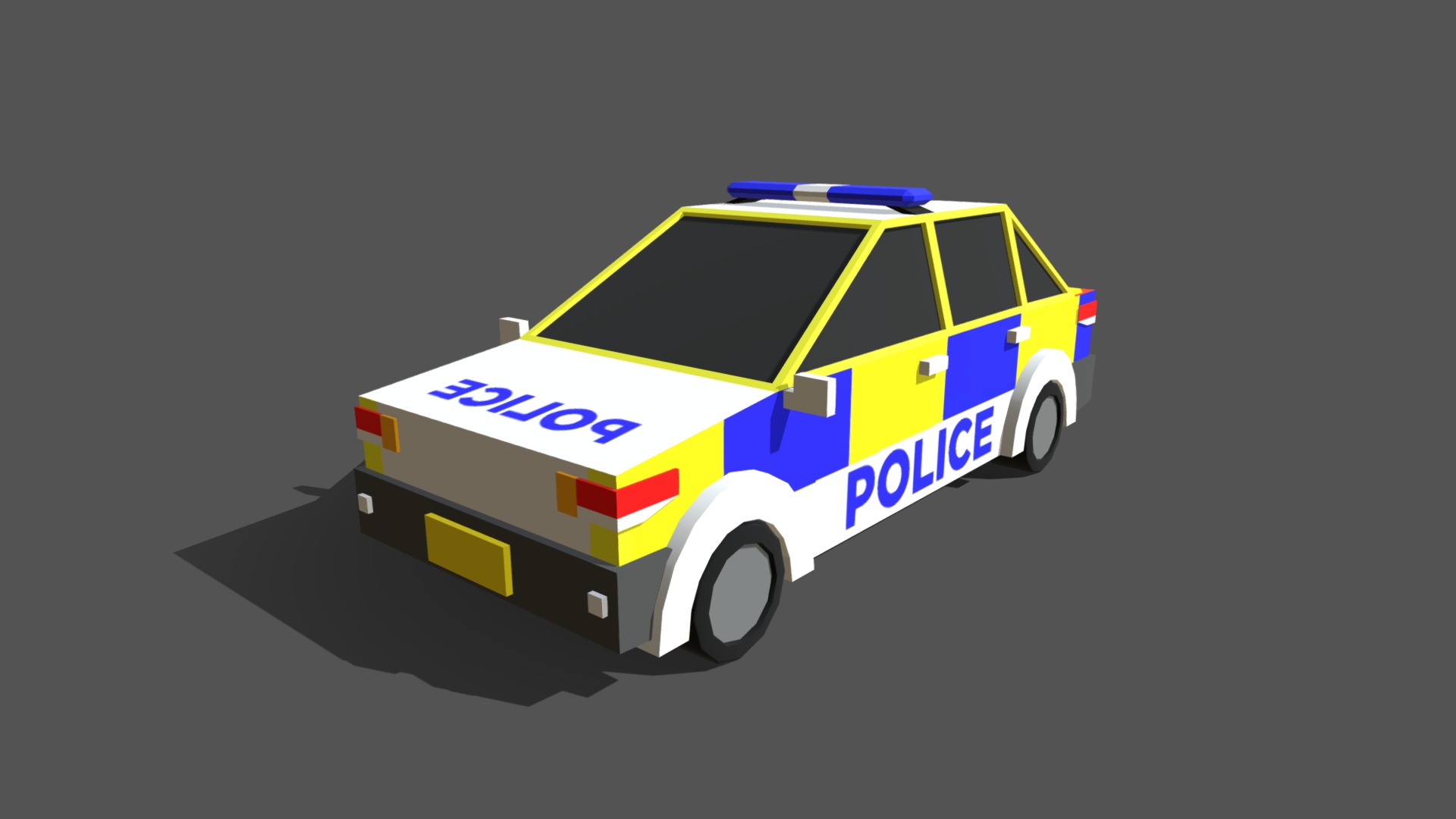 3D model Police Car - This is a 3D model of the Police Car. The 3D model is about a police car with a blue light.
