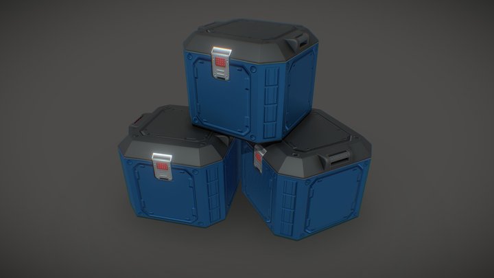 Game Ready Sci-Fi Crate Pile 3D Model