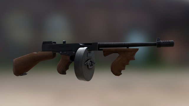 Low Poly Tommy Gun 3D Model