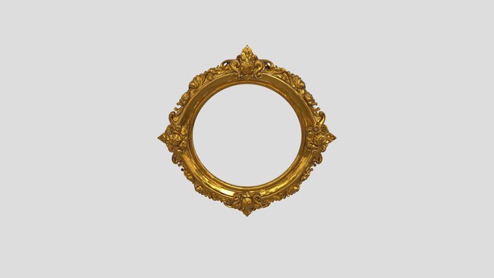 Ornate Golden Circular Frame 3D Model