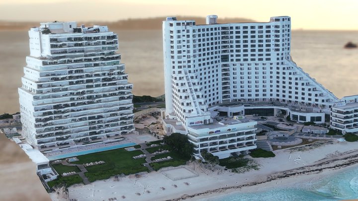 Cancun Hotels 3D Model