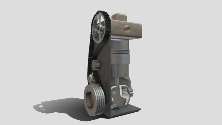 Animated Engine Piston 3D Model