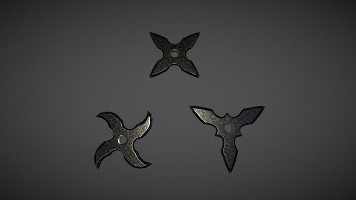 Ninja Shuriken Pack (highpoly) 3D Model