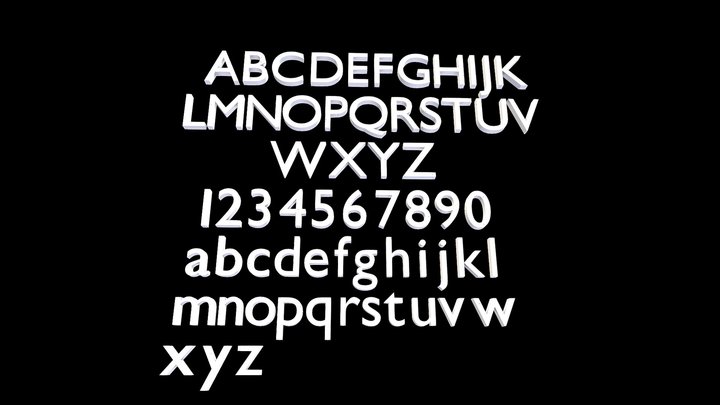 62 3D Letters alphabet text 3D Model