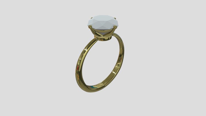 Ring with a diamond ready for 3d printing 3D Model