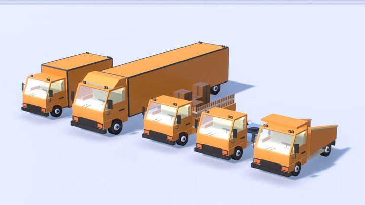 Low poly Trucks 3D Model