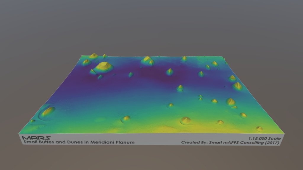 Mars Map: Small Buttes & Dunes in Viridis