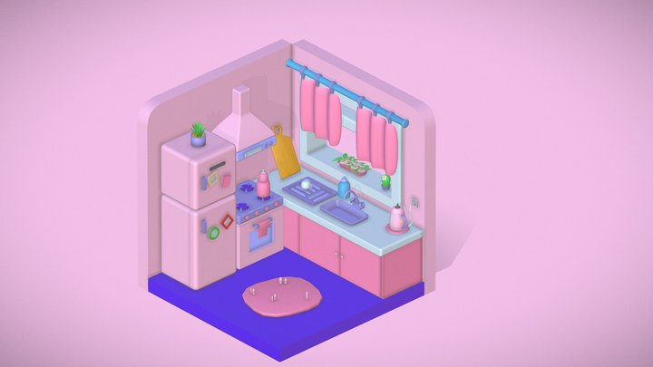 Stylized Kitchen Version2 3D Model