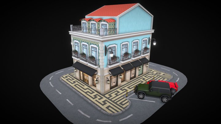 Lisbon Building- 3D Environment Asset-2 – Gratis 3D-model STL