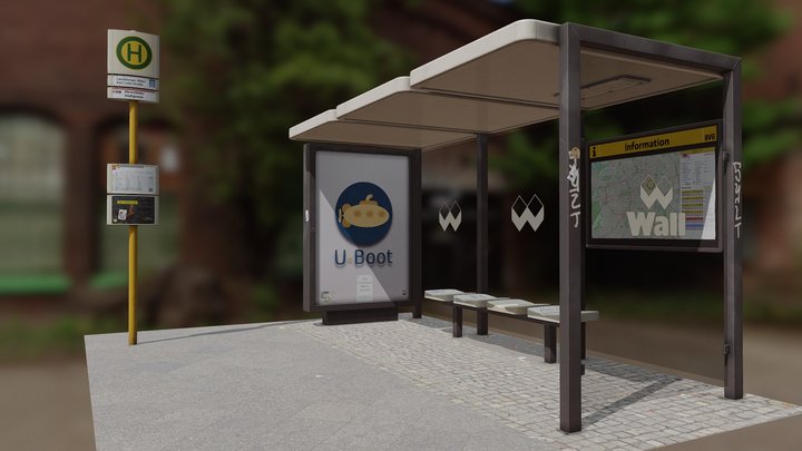 Berlin Bus Stop 3D Model