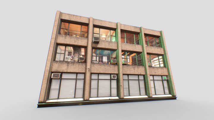 Background Downtown Building (Tileable) 3D Model