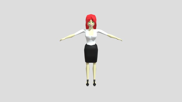 Low-poly Secretary character 3D Model