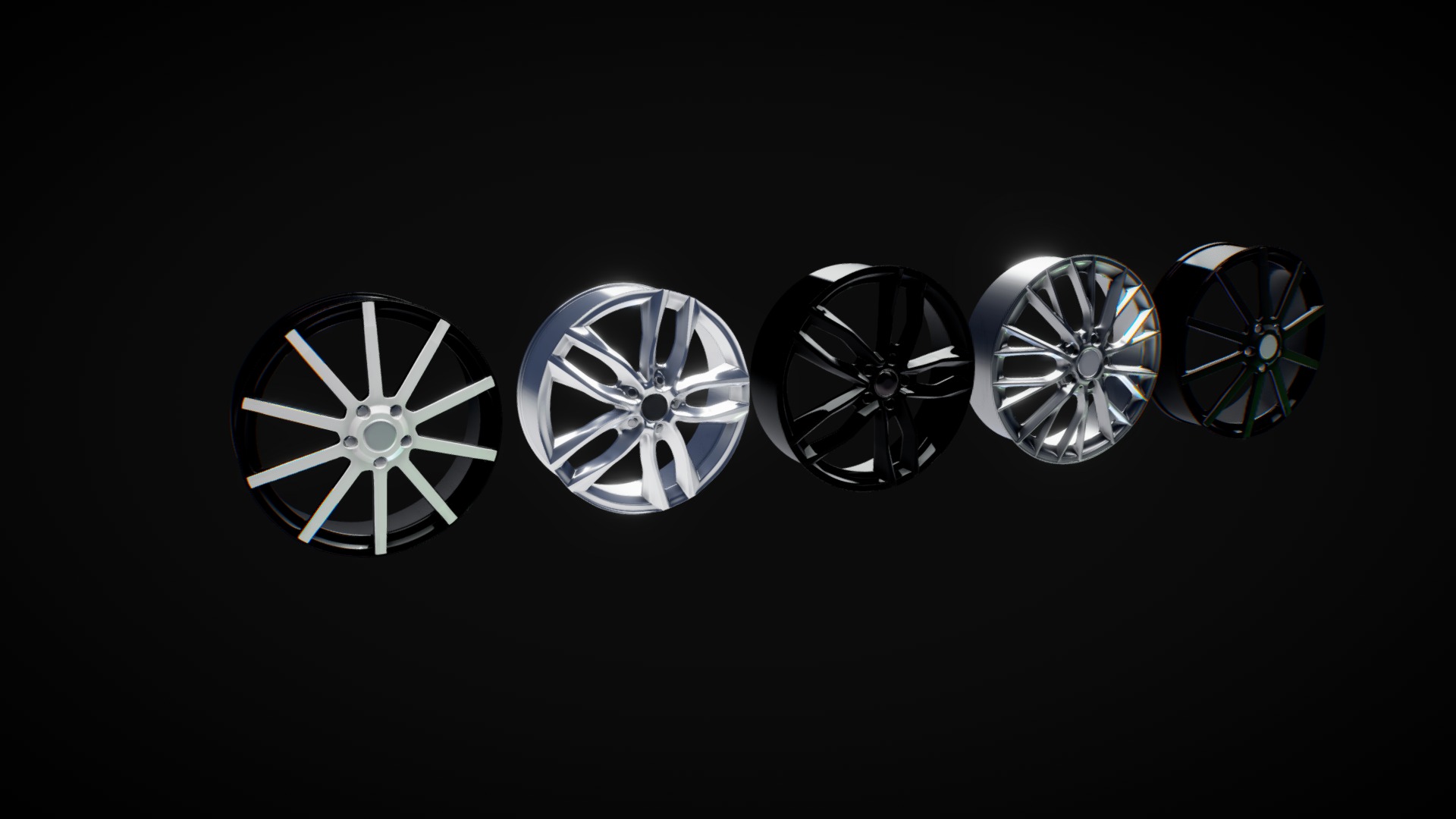 3D model Wheels - This is a 3D model of the Wheels. The 3D model is about a group of black and white emblems.