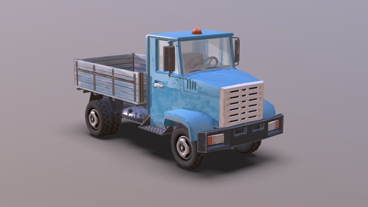 Lowpoly Cartoon Truck Zil 3D Model