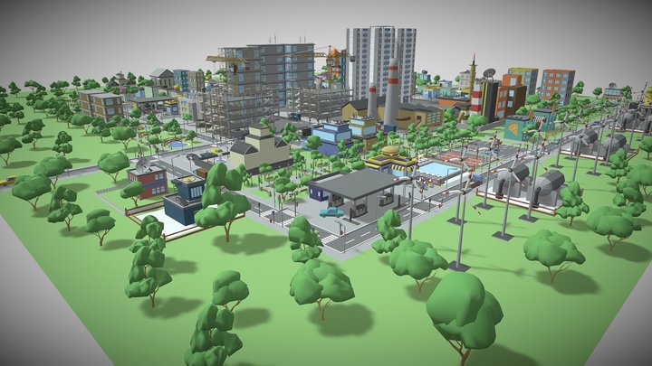 Industrial city 3D Model