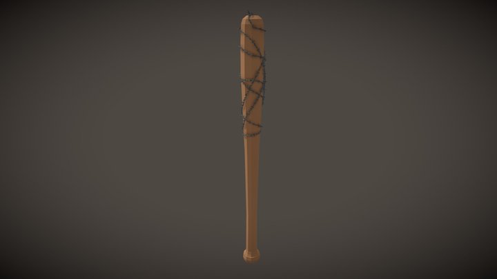 Low Poly Barbed Wire Bat 3D Model