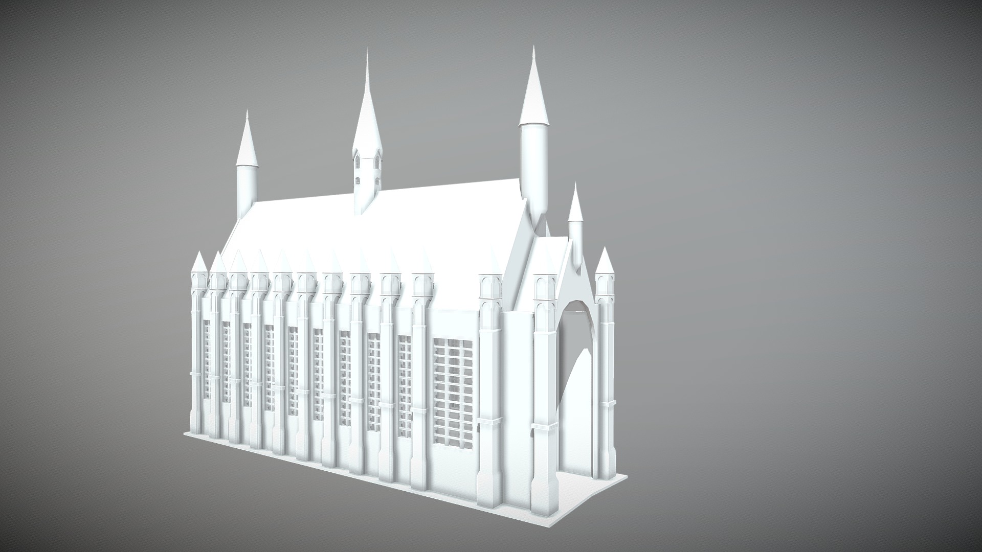 3D model Great Hall STL - This is a 3D model of the Great Hall STL. The 3D model is about a white building with towers.