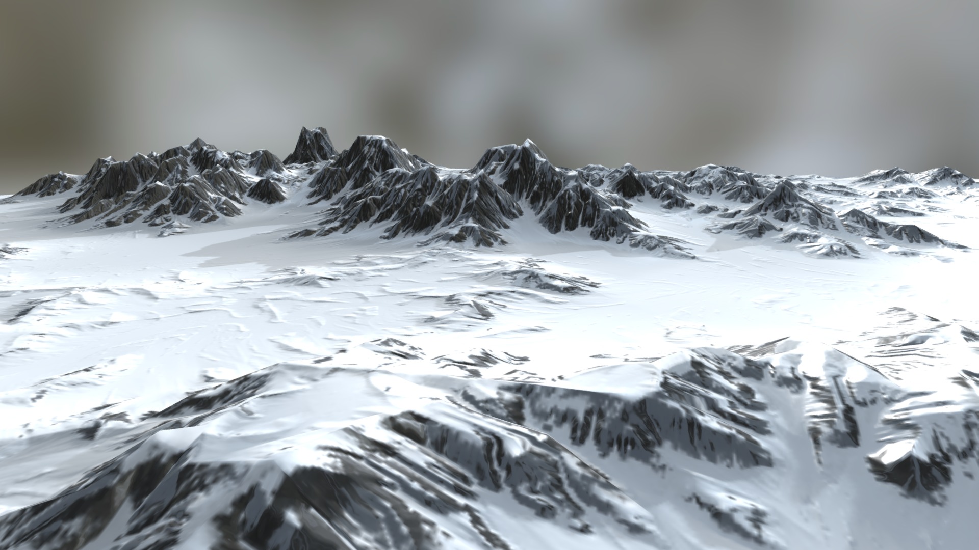 3D model Terrain alpine - This is a 3D model of the Terrain alpine. The 3D model is about a snowy mountain range.
