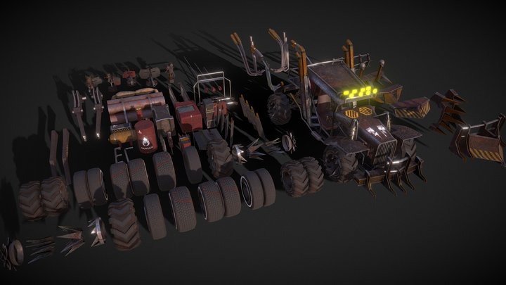 Apocalyptic Buggy Modular Pack 3D Model