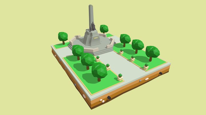 Lowpoly Rizal Park/Luneta Park 3D Model
