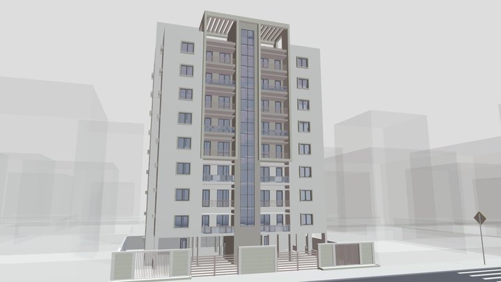 Prédio Residencial a Beira-mar 3D Model