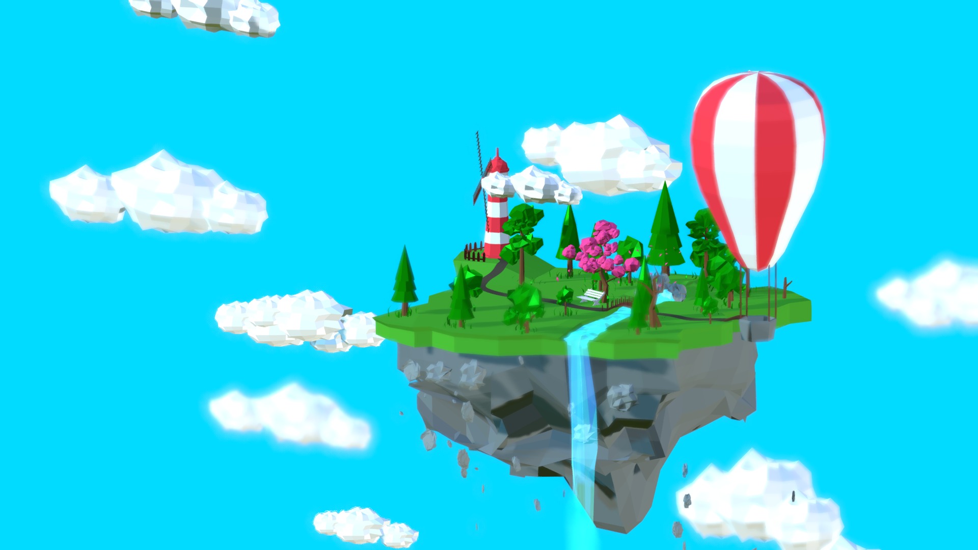 3D model Sky Island - This is a 3D model of the Sky Island. The 3D model is about a cartoon of a castle.
