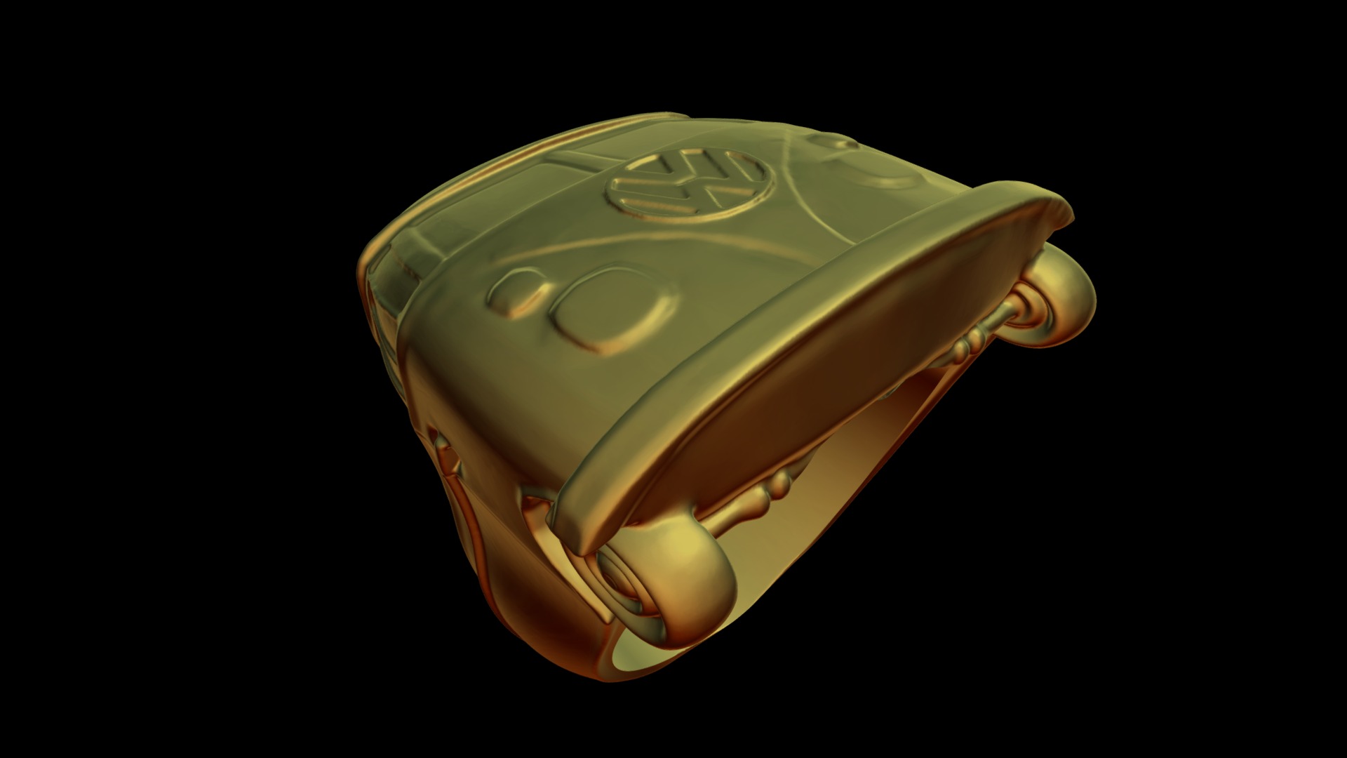 3D model Hippie Van Ring - This is a 3D model of the Hippie Van Ring. The 3D model is about a metal object with a hole in it.