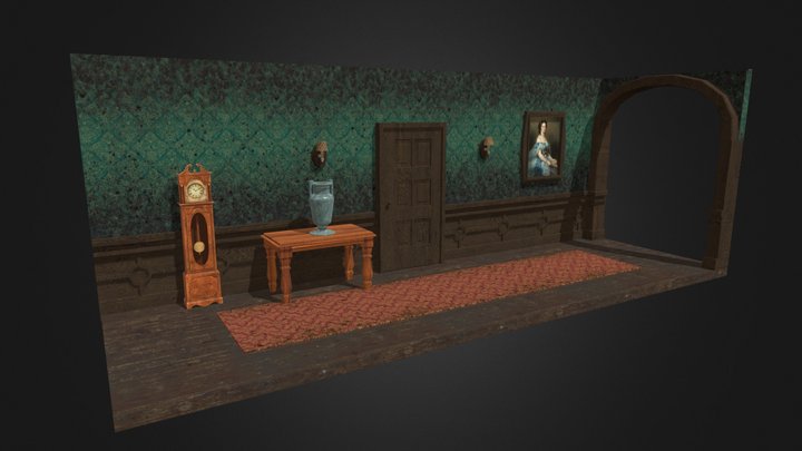 Diorama Haunted Hallway 3D Model