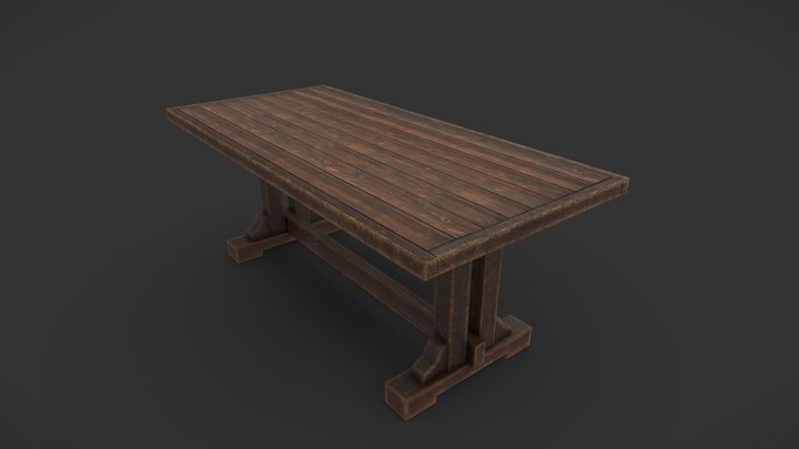 Wooden table (low poly) 3D Model