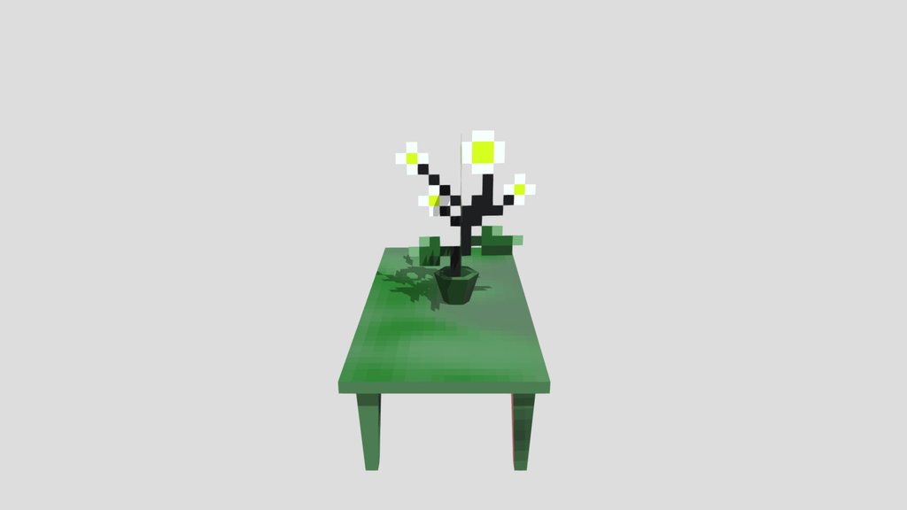 low-poly PS1-Style Table with Flower Vase