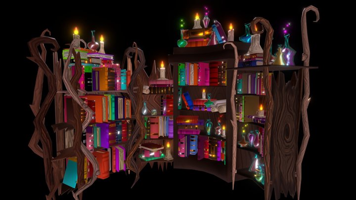 Wizards Bookcase 3D Model