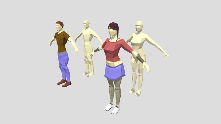 Pack LowPoly - Male & Female 3D Model