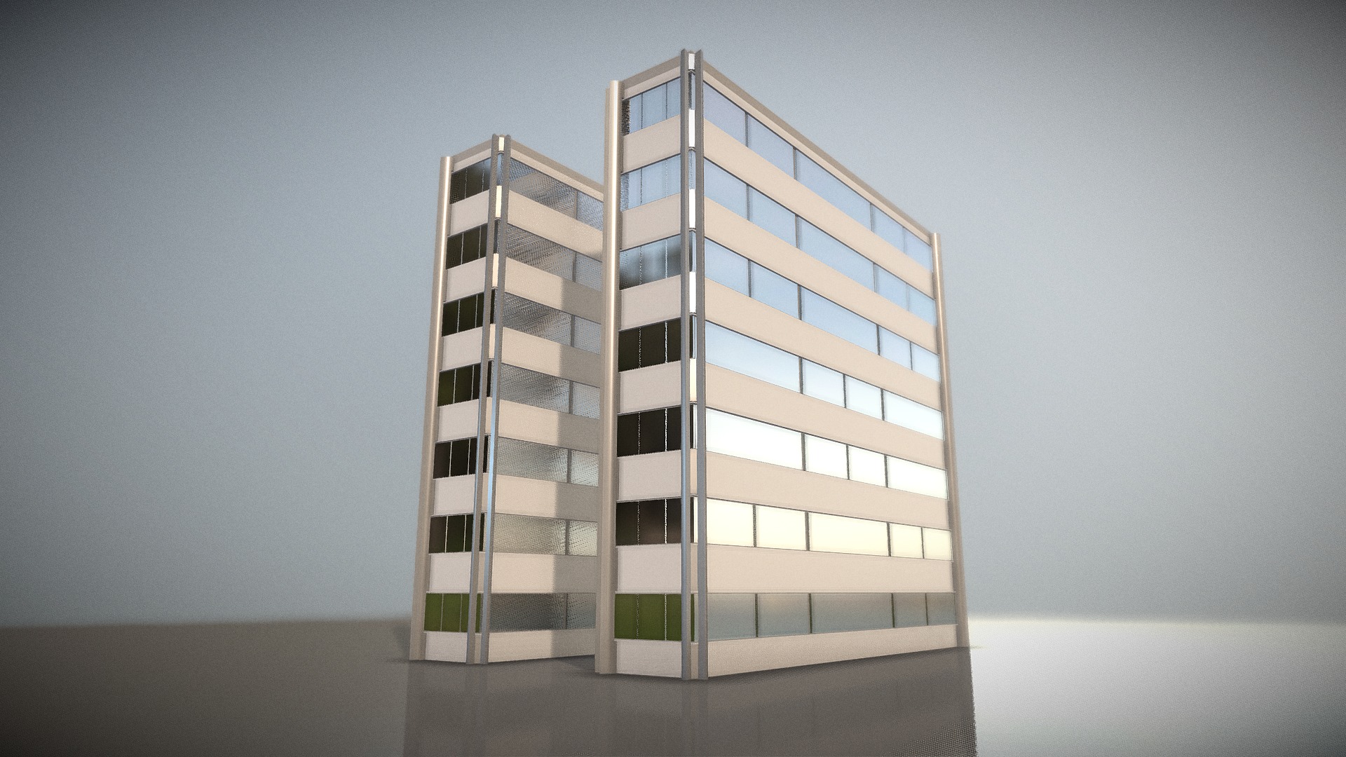 3D model City Building Design N-1 - This is a 3D model of the City Building Design N-1. The 3D model is about a building with glass windows.