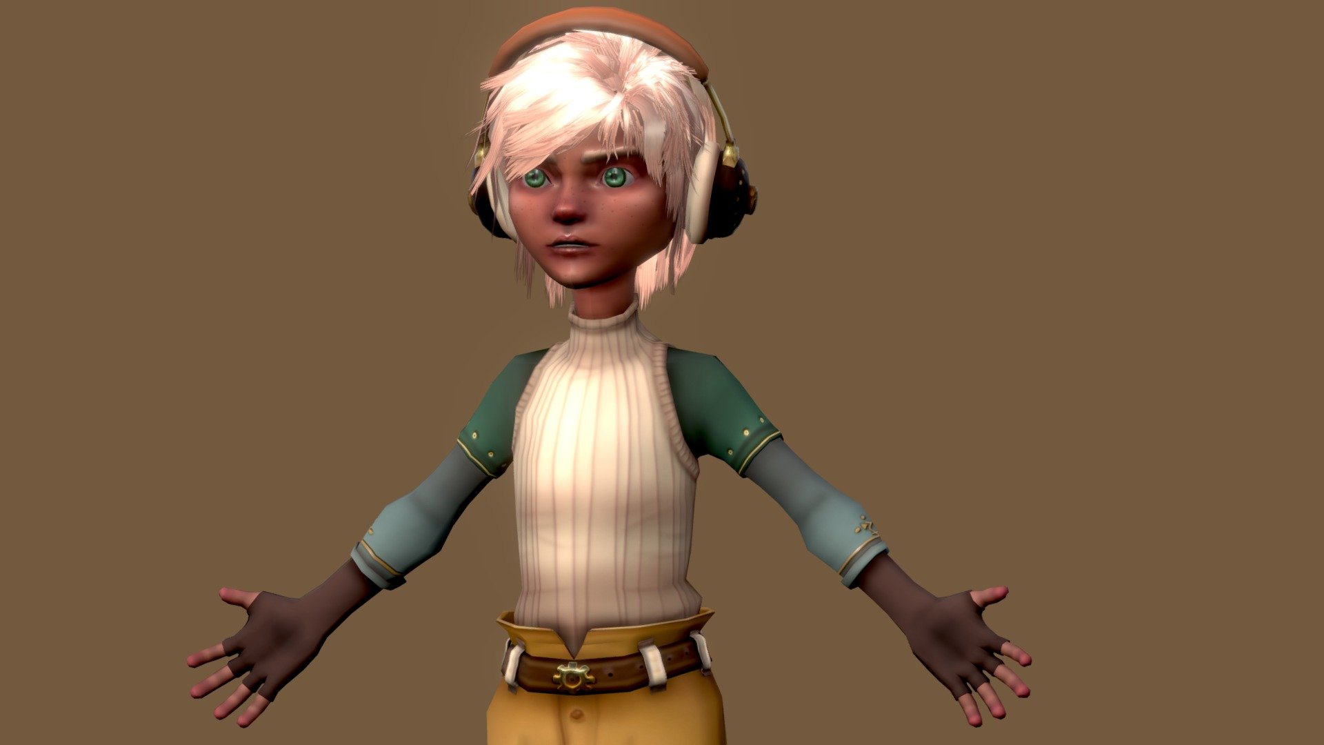 Steam punk character with headphones