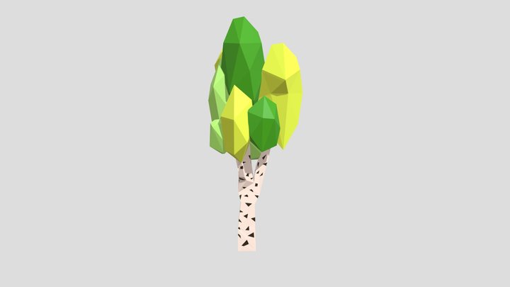 Low Poly Birch Tree Singlecolor
