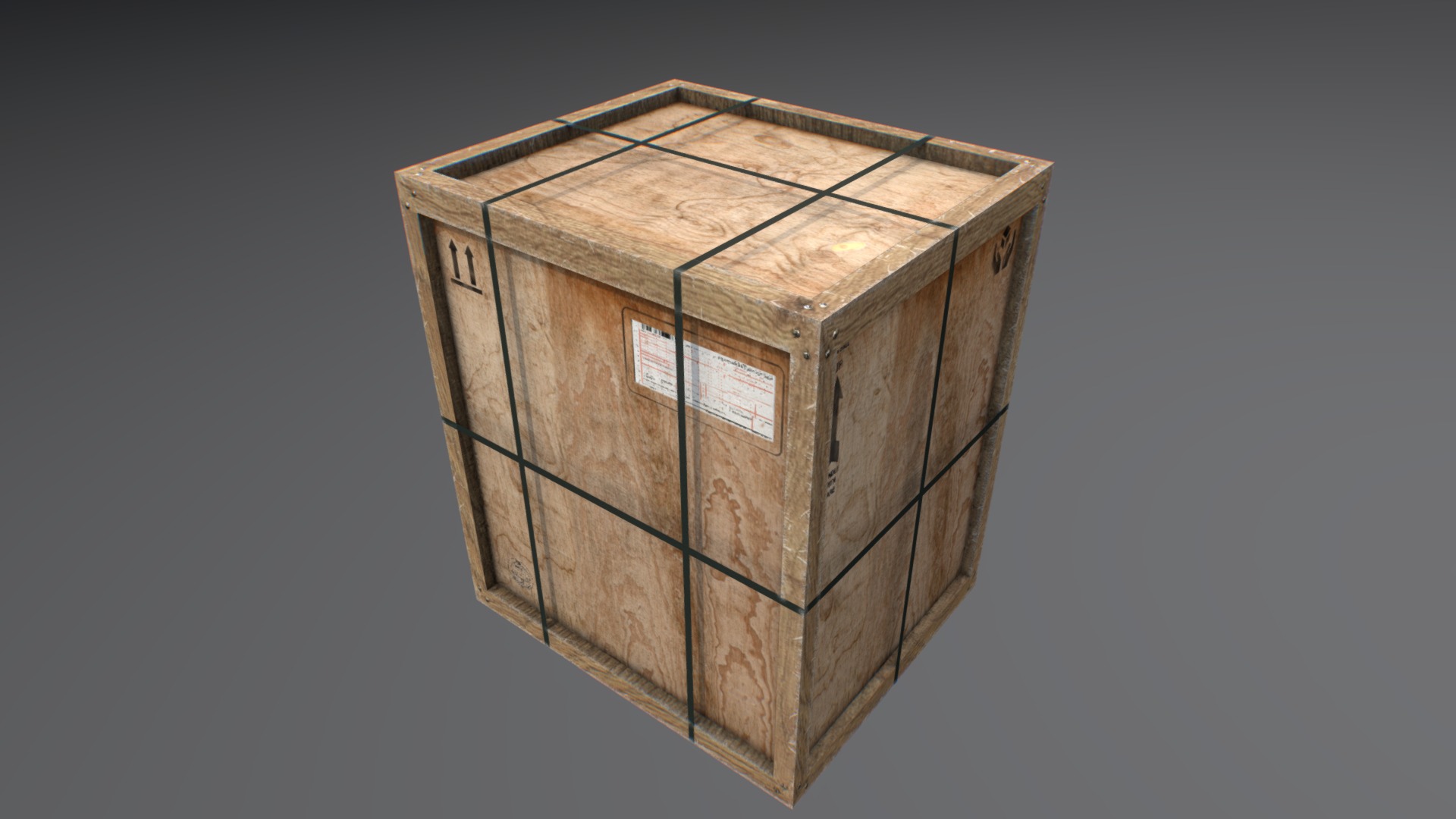 3D model Old wooden cargo crate 9 - This is a 3D model of the Old wooden cargo crate 9. The 3D model is about a wooden birdhouse with a window.
