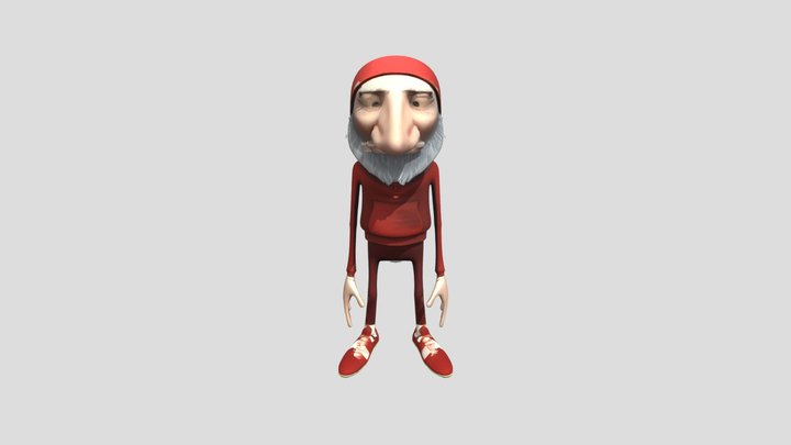 Christmas-themed character in red attire 3D Model