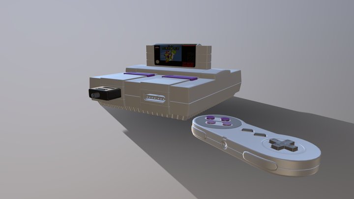 Snes Console With Controller 3D Model