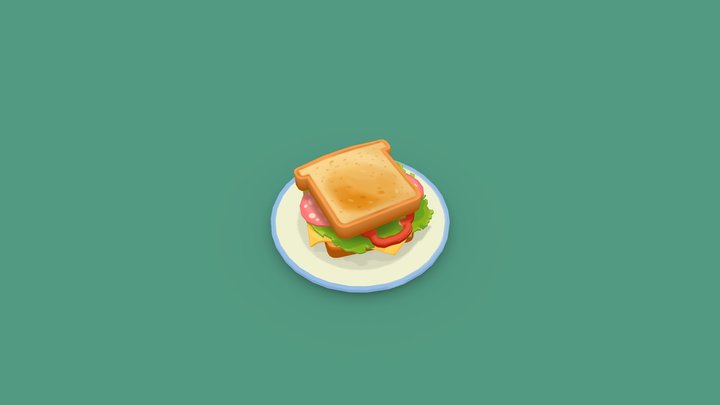 Sandwich (hand-painted) 3D Model