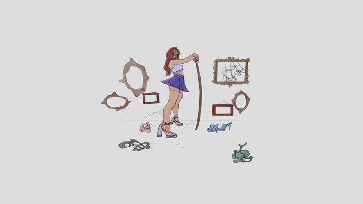 Girl Sketch with details 3D Model