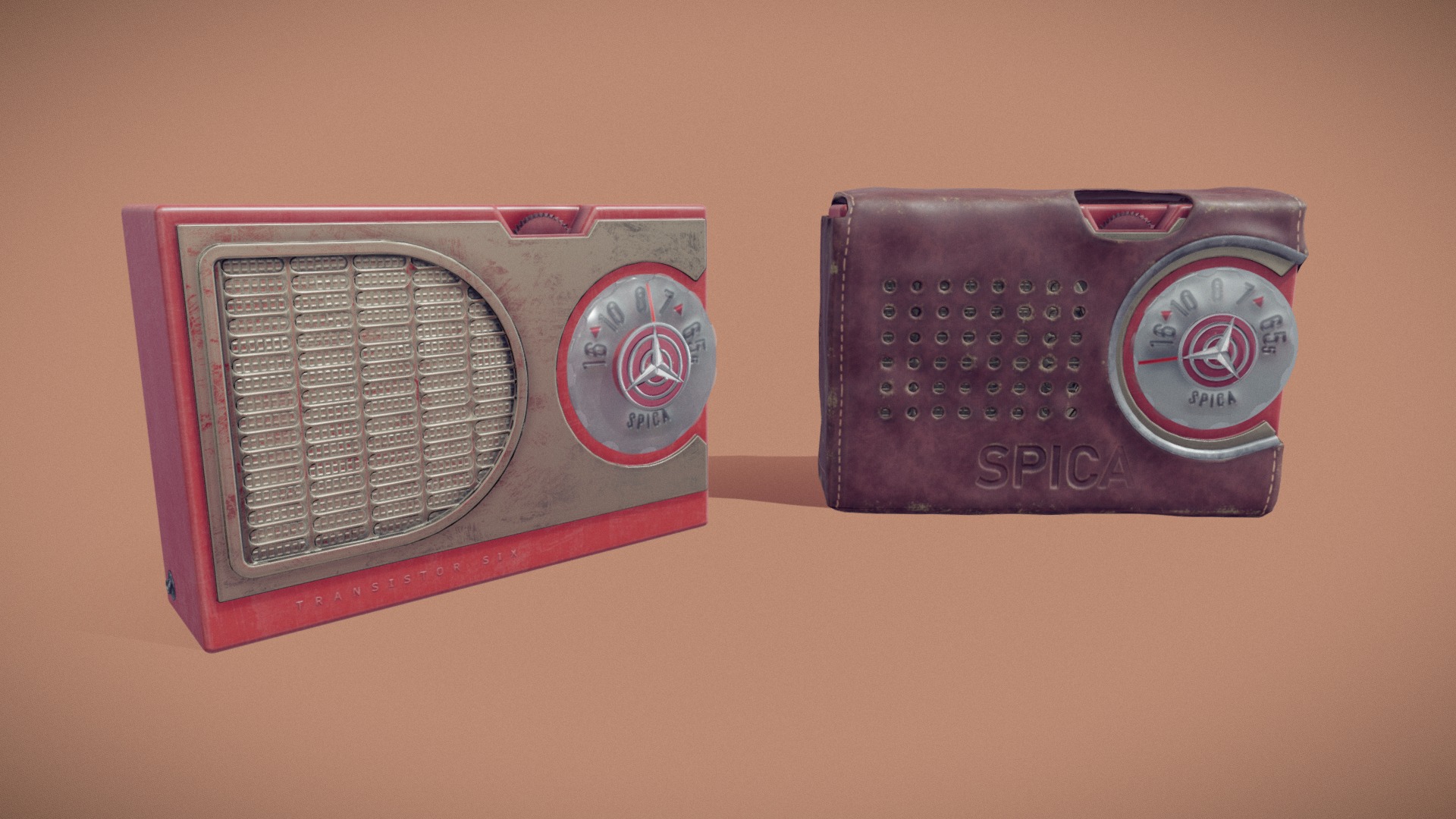 3D model Radio Spica st-600 - This is a 3D model of the Radio Spica st-600. The 3D model is about a couple of red and silver lighters.