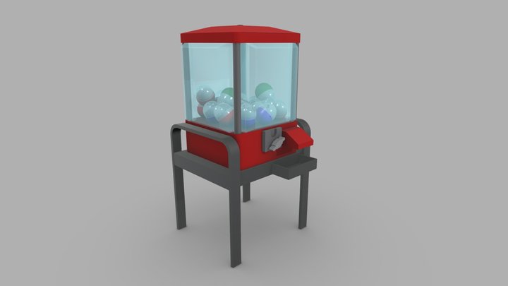 Gachapon Machine - Red Toy Capsule Station 3D Model