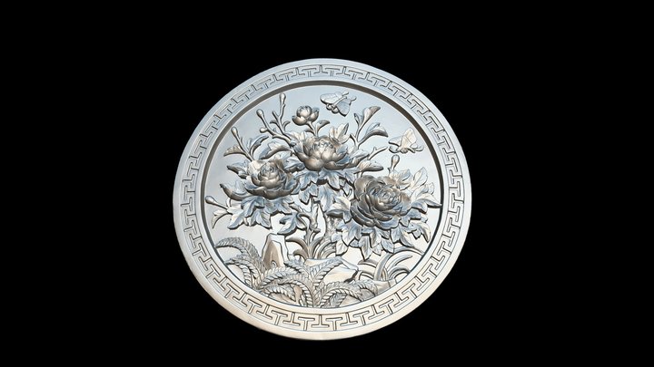 牡丹浮雕 3D Model